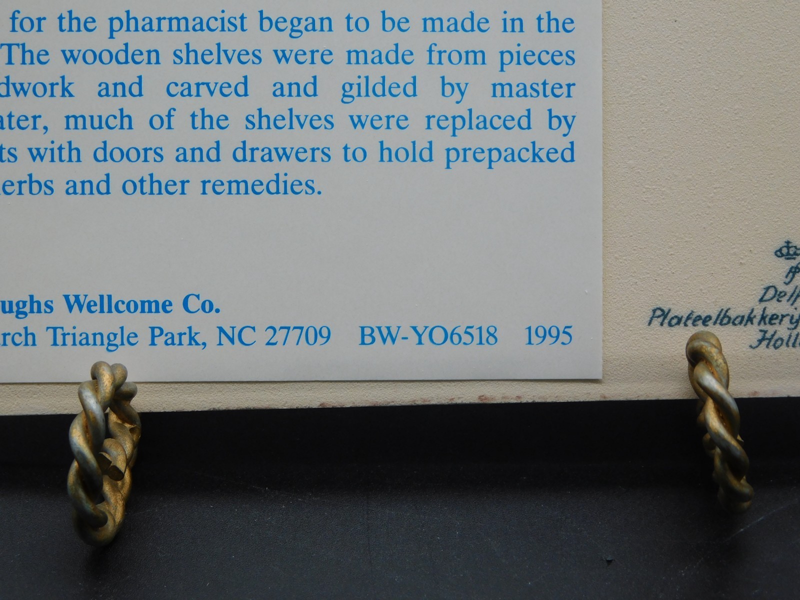 Delft Holland Porcelain Pharmacy Pill Tile Burroughs Wellcome Co. Apothecary