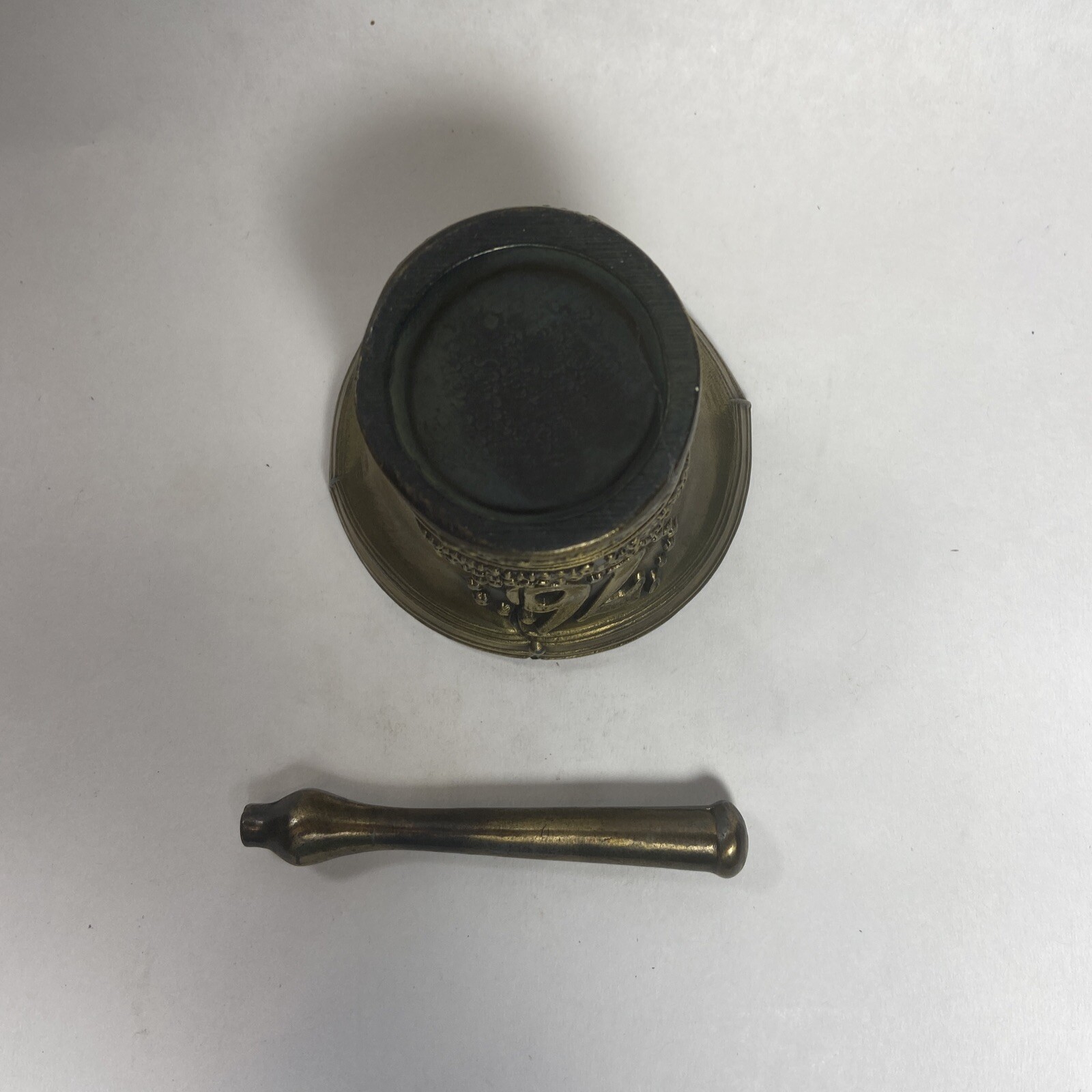 Vintage Bronze Brass Mortar & Pestle SCHERING 1976 Apothecary Chemist Miniature