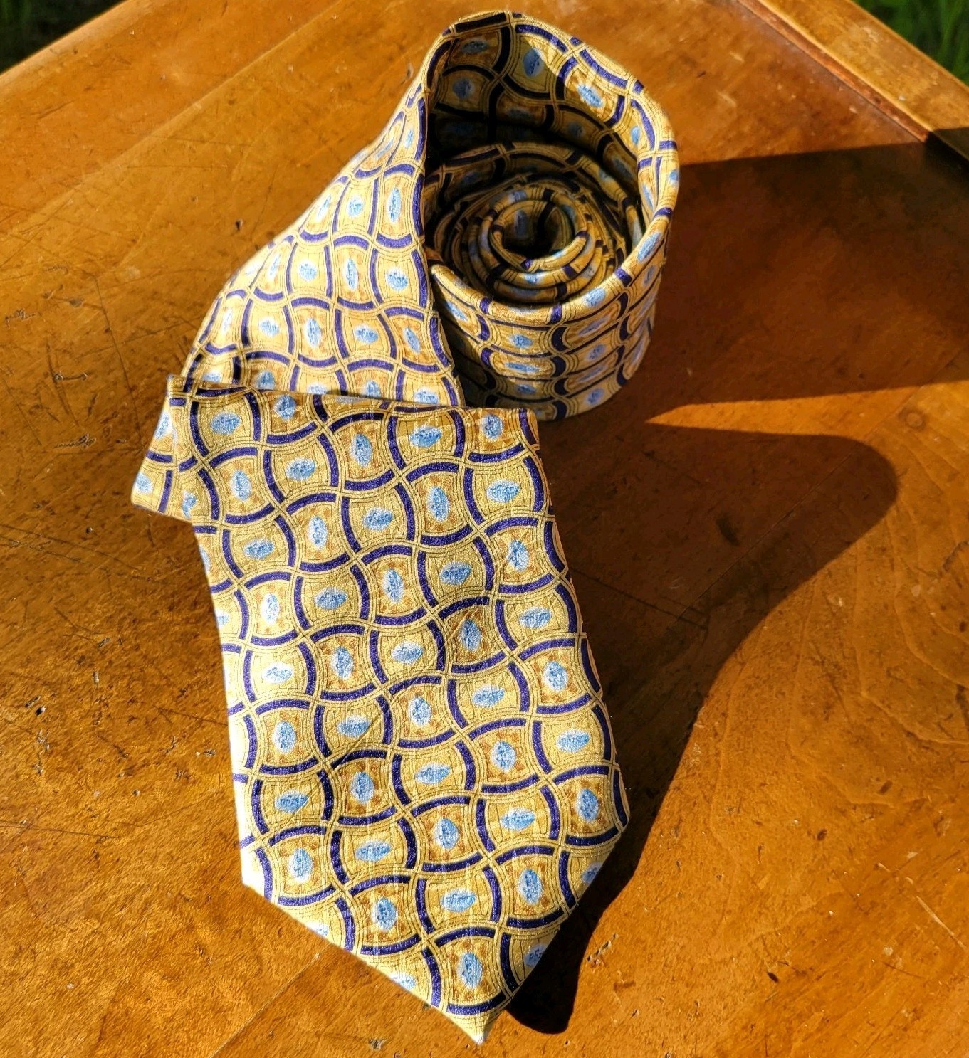 Pfizer Neck Tie Silk Blue Pill Yellow Men’s Necktie Pharmaceutical Gift