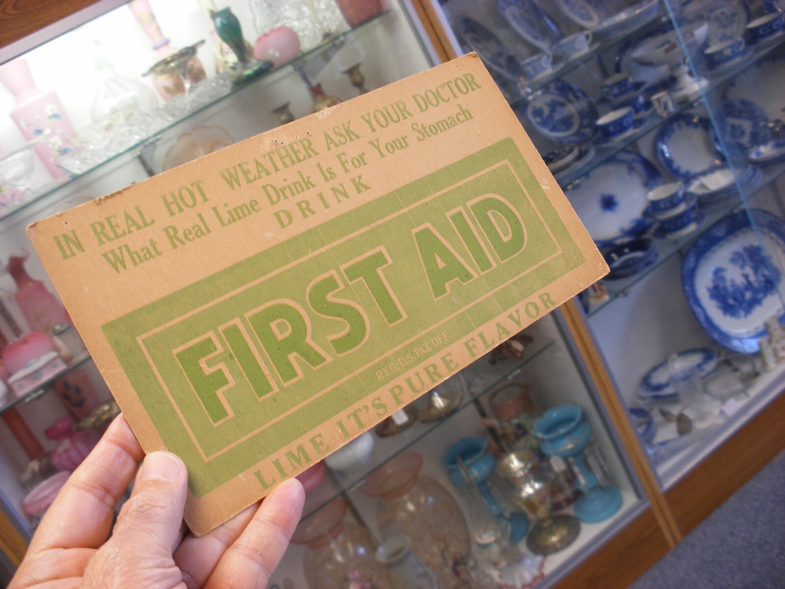 Vtg Medical & Pharmacy Quack Cure – First Aid Lime Drink Advertising Sign