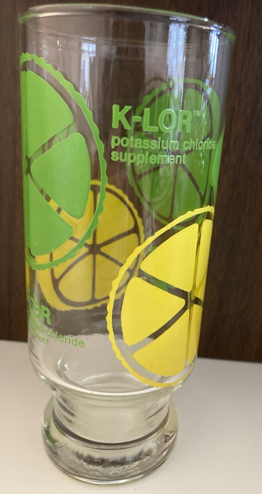 Vintage Pharmaceutical K-LOR Lemon -Lime Tumbler Glass