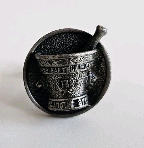 Vintage Pharmacist Tie Bar & Single Cufflink Set RX Apothecary Mortar Pestle