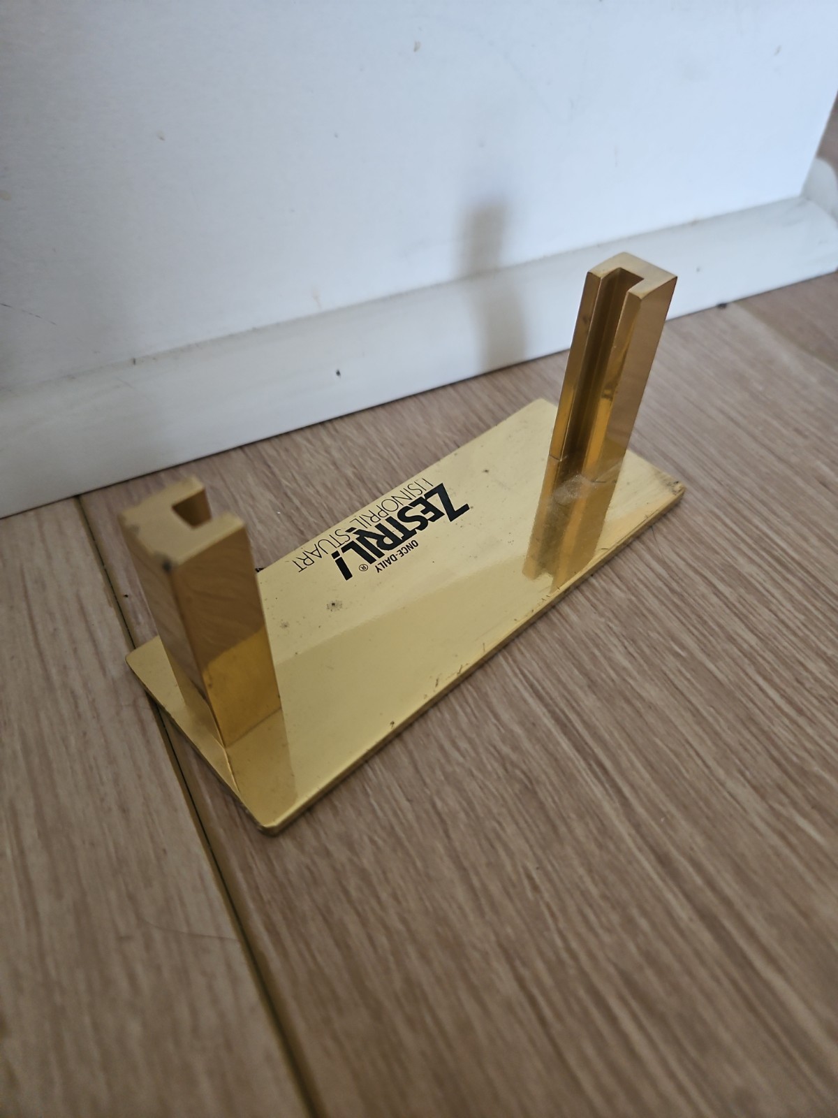 Zestril Brass Business Card Holder 1980s 90s Drug Rep Promo Pharma Vintage