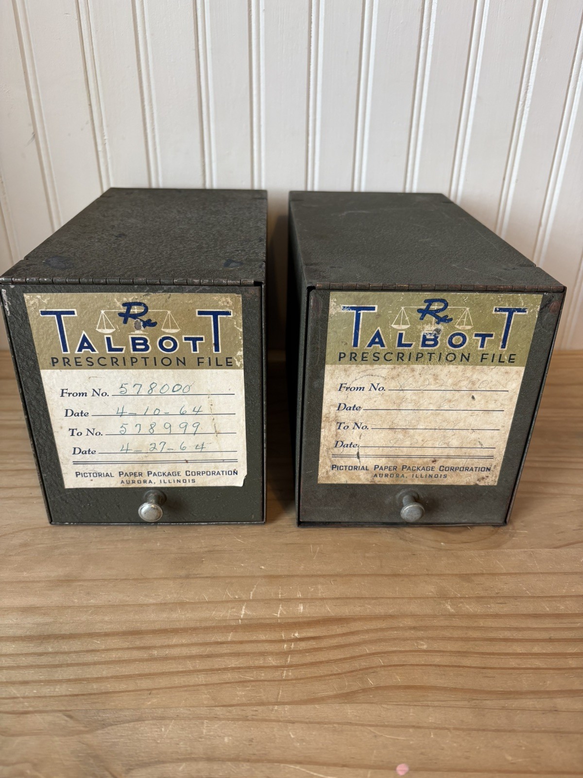 Vtg Pharmacy Prescription Record File Box Metal 1960s Apothecary Rx Talbott