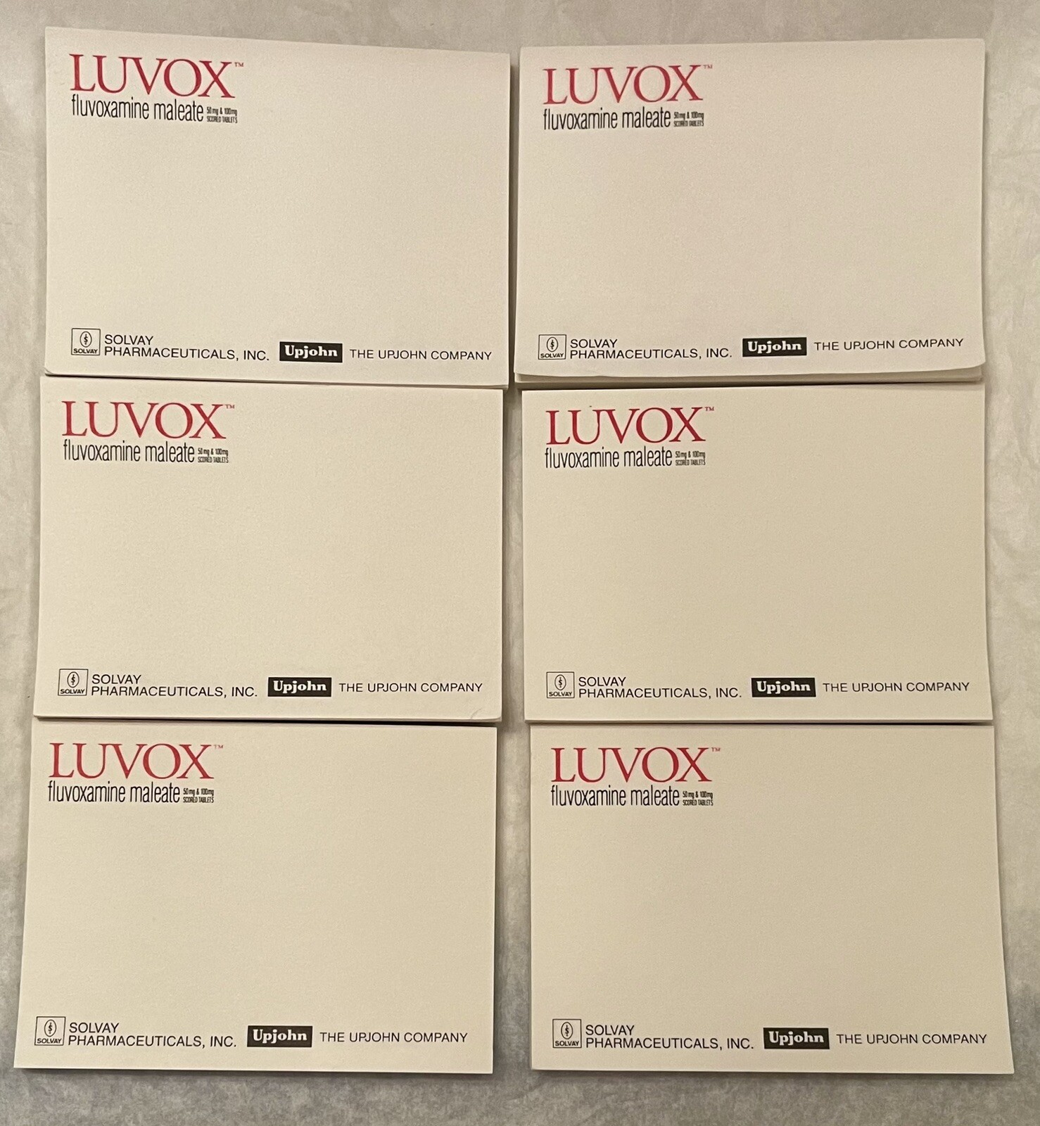 VTG 1990’s LOT of 6 LUVOX Post-it Notes Pads Medical Pharma Drug Logo New NOS