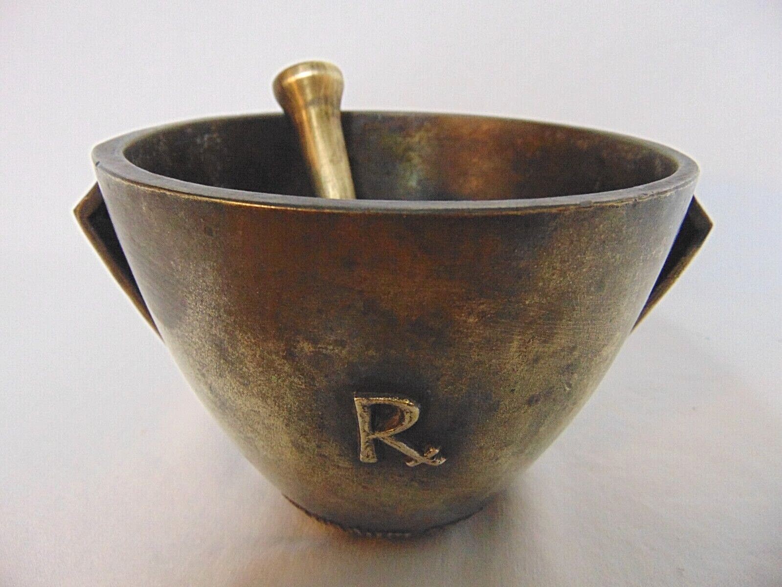 Mortar And Pestle Schering Pharmaceutical Class 1968 Vtg Brass Apothecary 4″