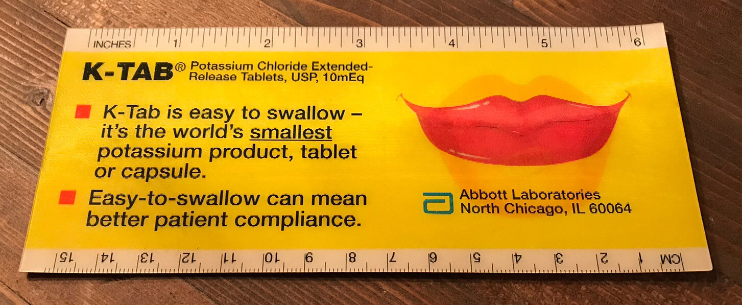 K-TAB PHARMACEUTICAL DRUG REP HOLOGRAM RULER 6 INCH