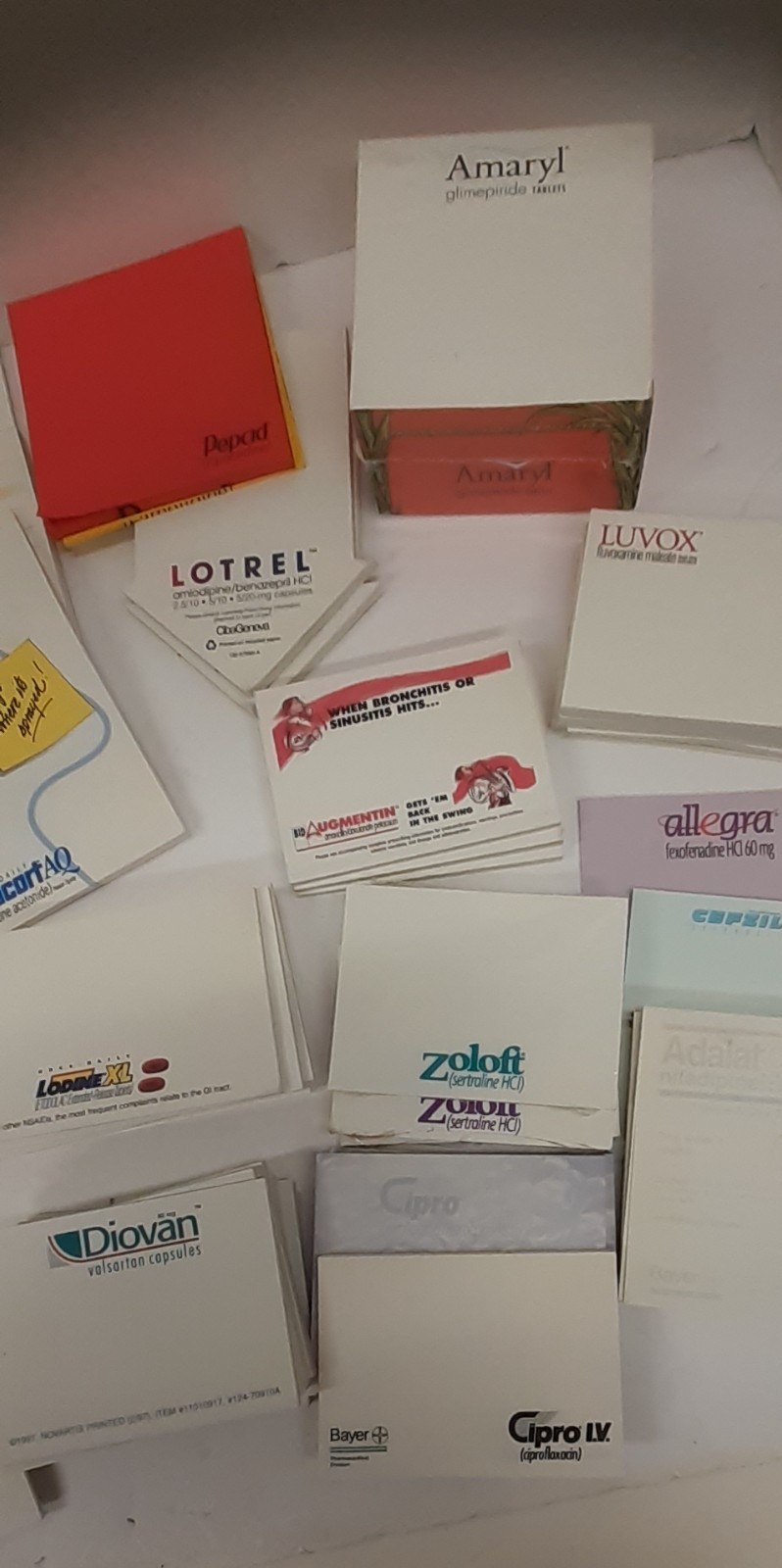 47 VTG Pharma Rep Full Sticky Note Pads & Several Partial Pads