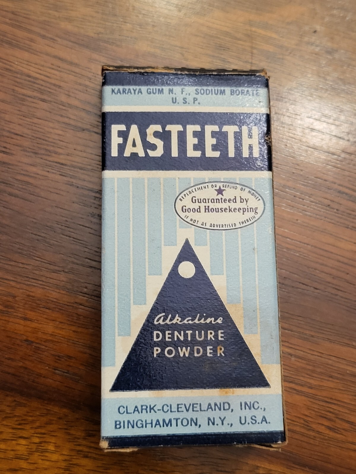 Vintage Fasteeth Denture Adhesive Powder Dentist’s Trial Sample Box Instructions