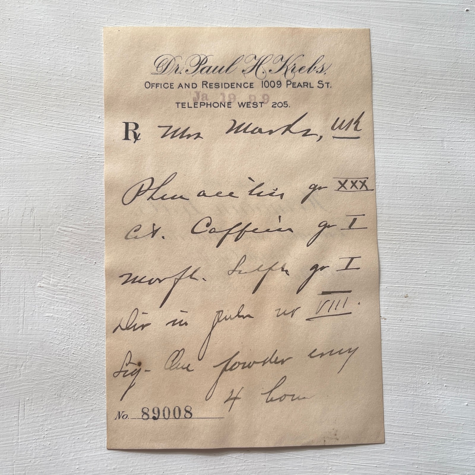 Antique Pharmacy Apothecary Prescription RX 1800s Morphine Codeine Medicine Drug