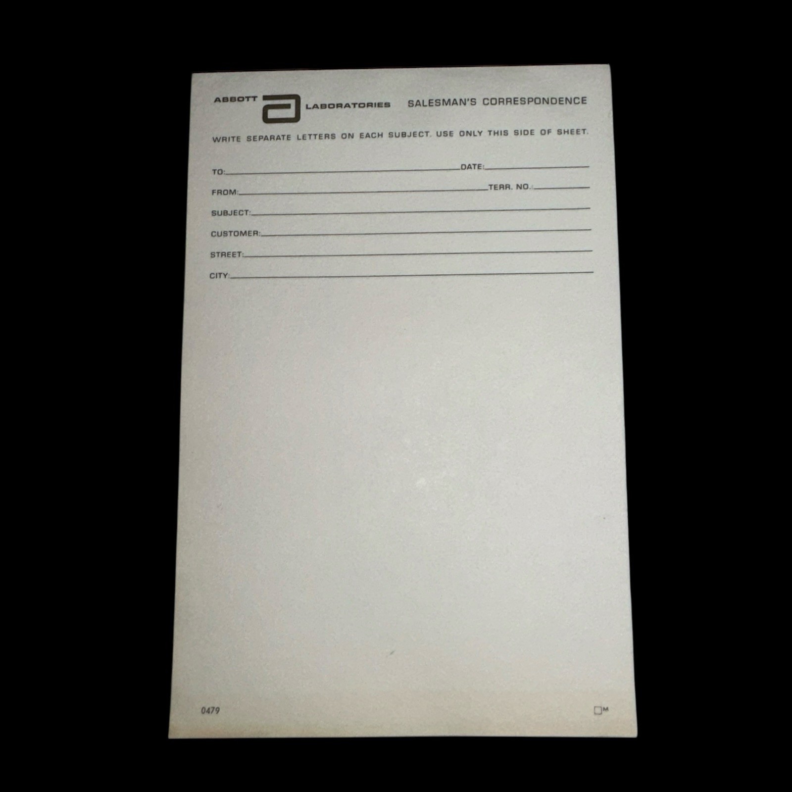 Vintage ABBOTT Laboratories Salesman’s Correspondence Notepad 5.5×8.5”