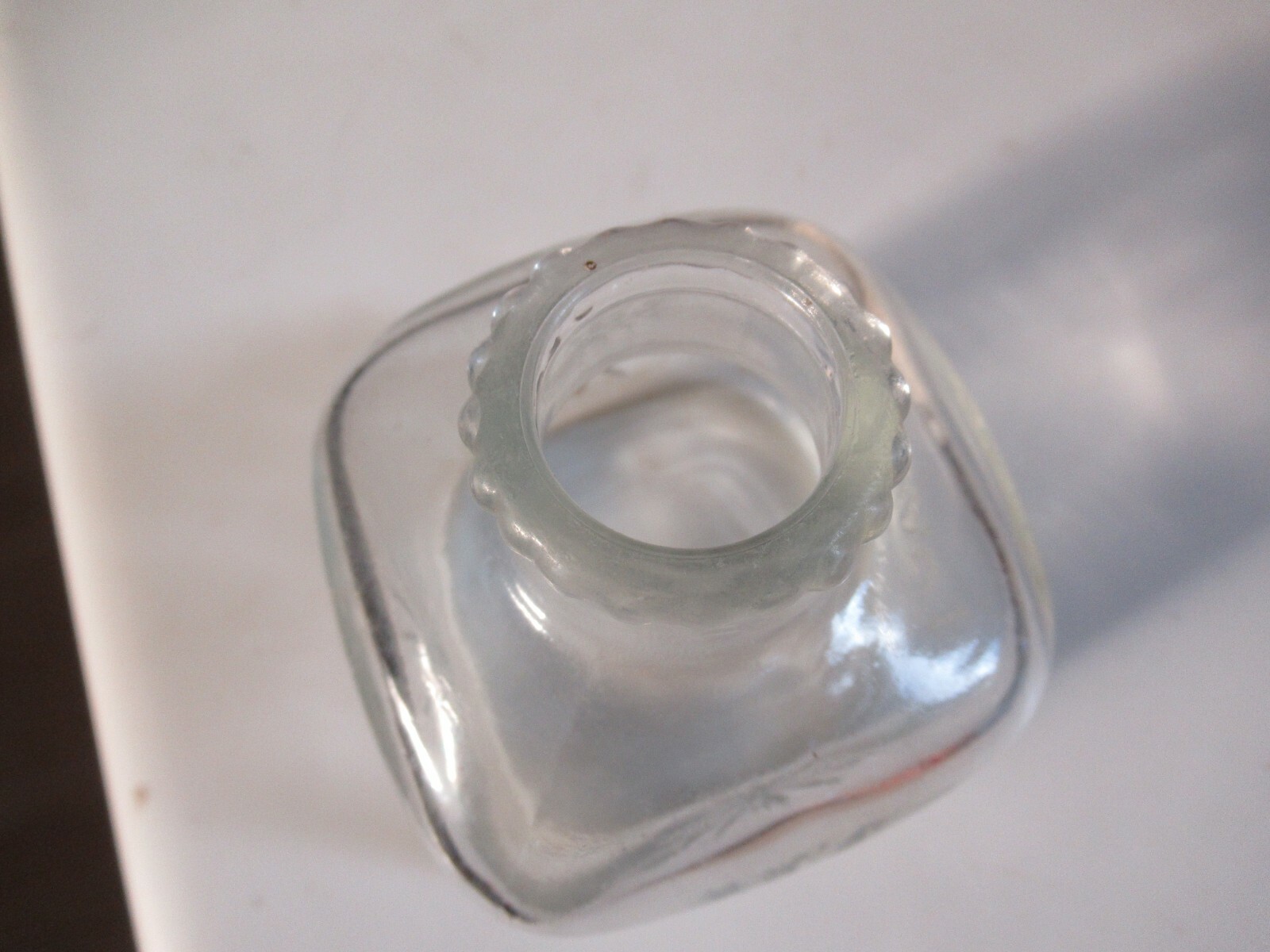 Vintage Empty LAVORIS Mouthwash Clear Square Glass Bottle w Starburst No Stopper