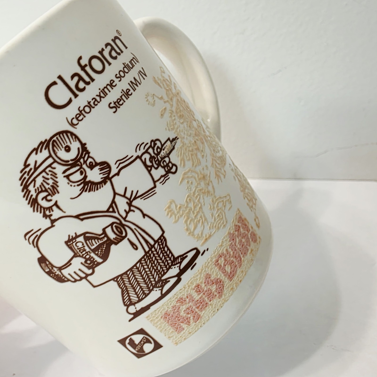 Drug Rep Claforan temperature sensitive Coffee Cup Mug Kills Bugs!