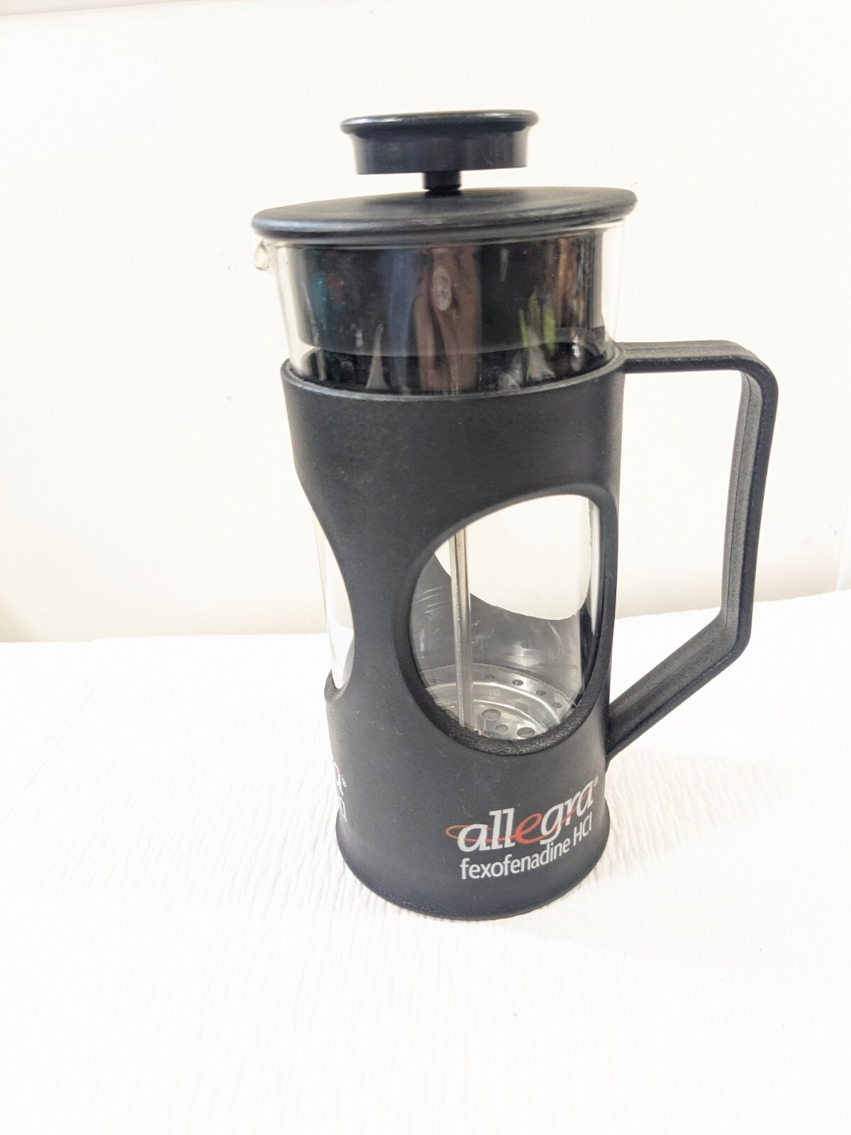 Allegra French Press coffee pot promotional item pharmaceutical promo Drug Rep