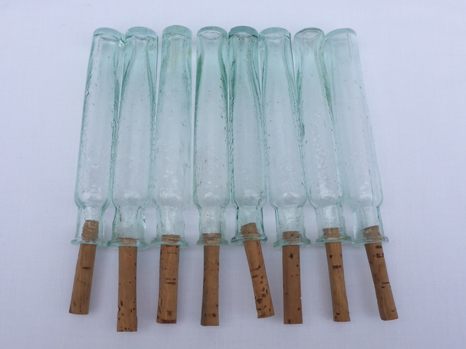 2 X Old Small Medicine Glass Pharmacy Bottle Green Long Approx. 10.0 Cm