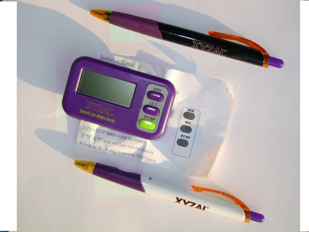 Drug Rep Pens XYZAL Timer new in box w/ 2 pens Purple !