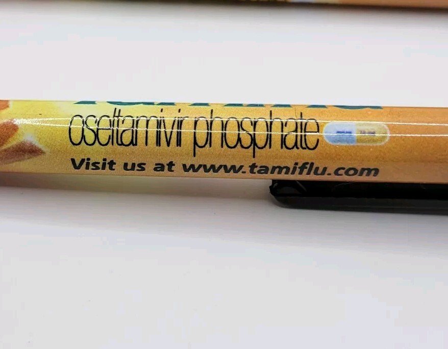 Lot Of 5 Tamiflu Drug Rep Pharmaceutical Promo Advertising Click Black Ink Pens