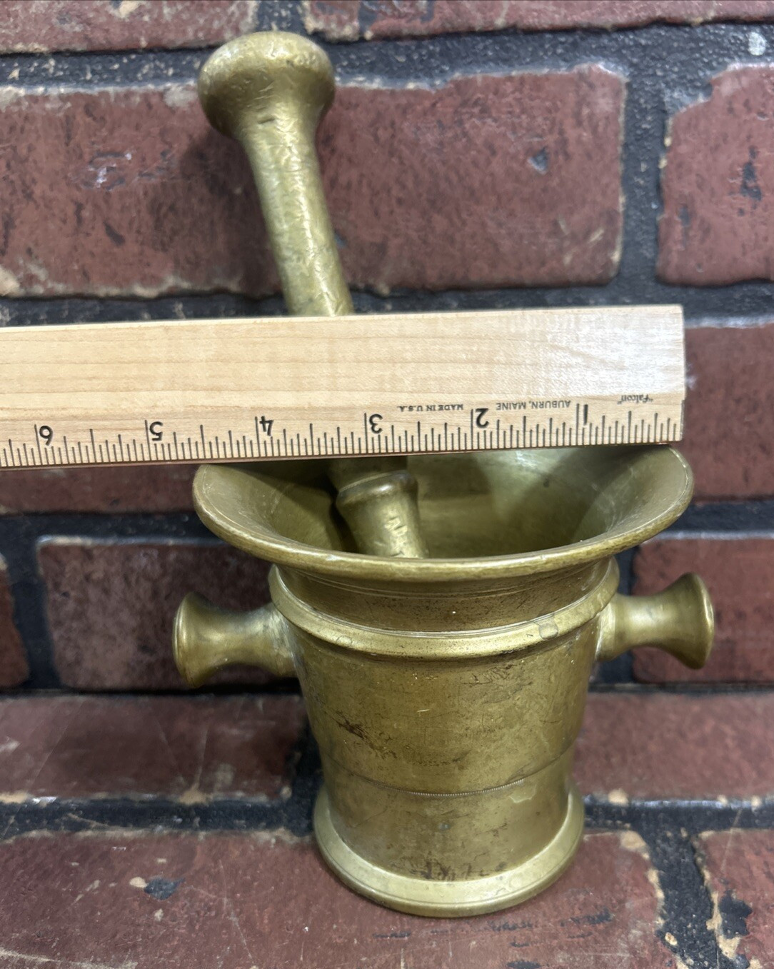 Vintage/Antique Solid Brass Mortar and Pestle Heavy