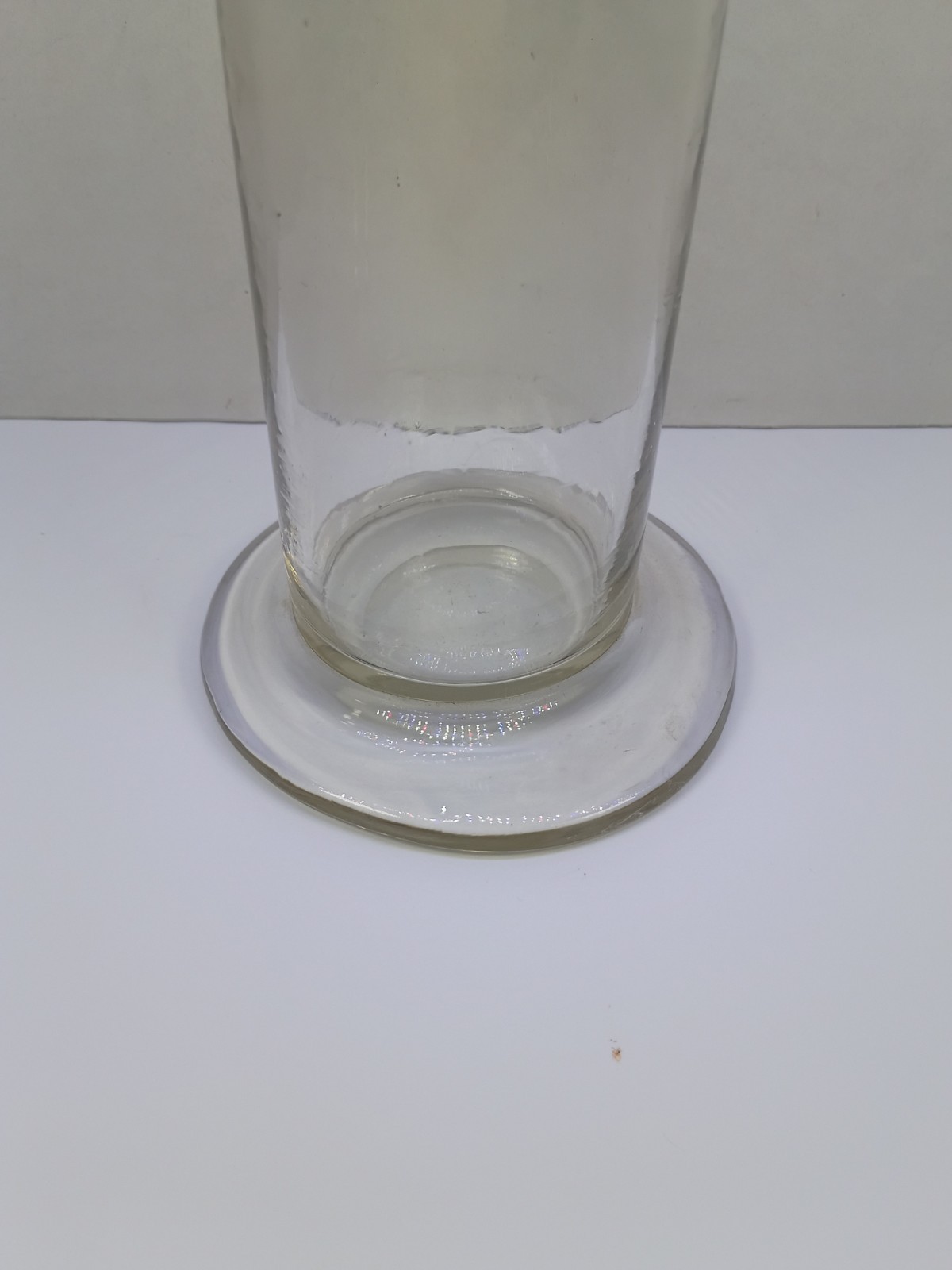 Large Anrique Vintage Etched Glass Apothecary Pour Spout Beaker 12″
