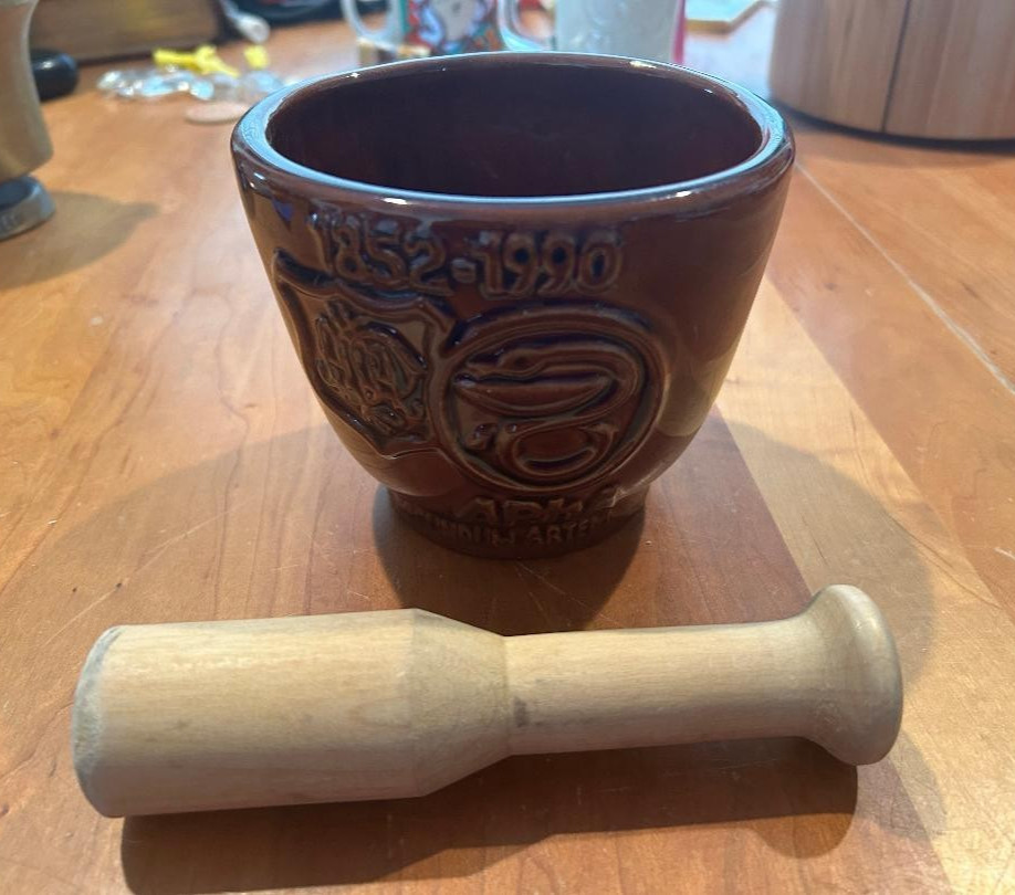 Schering 28th Edition Ceramic Mortar and Pestle “APhA” from 1990