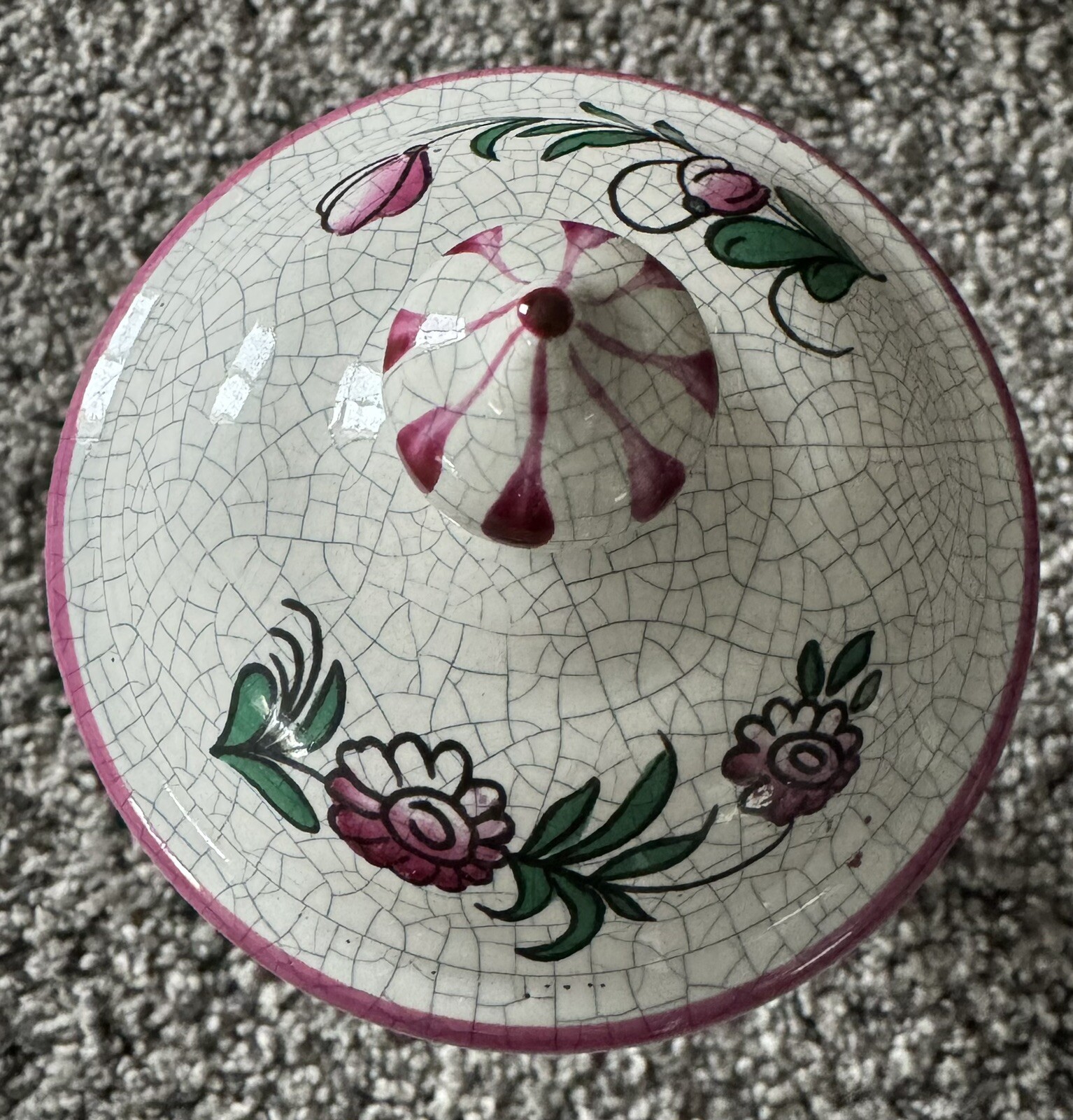 Vtg Apothecary Pharmacy Ceramic Jar “Pil Termini” ATH Western Germany Floral