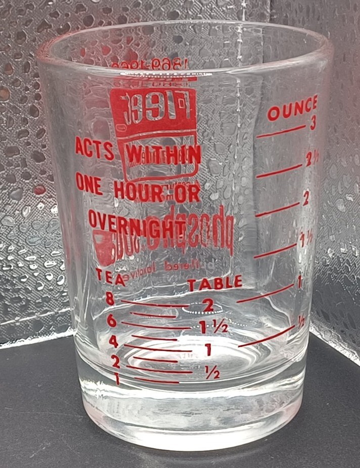 1969 Fleet Medicine Laxative Phospho Soda Advertising Measuring 100 Year Glass