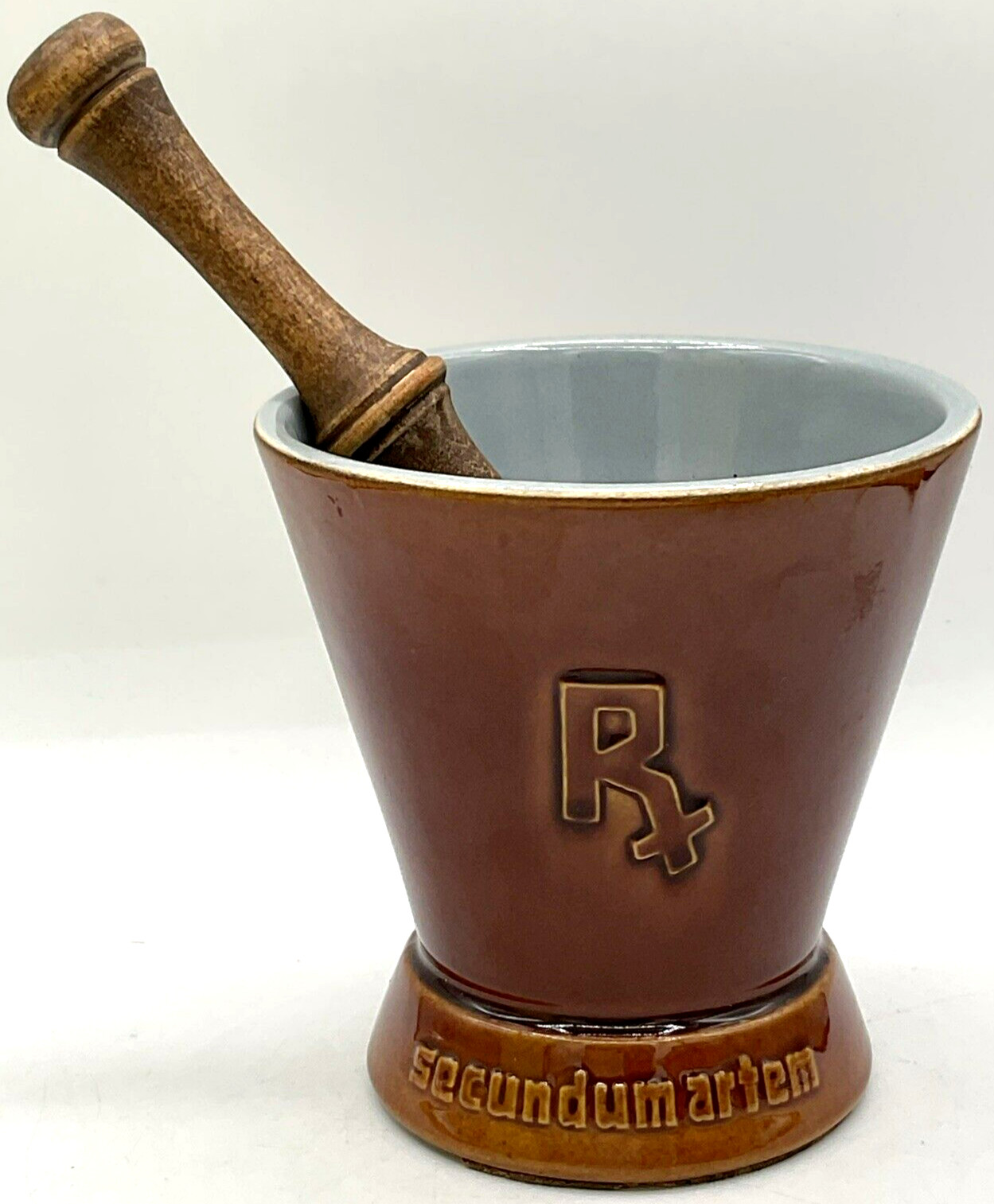 Secundum Artem Schering McCoy Ceramic Mortar & Wooden Coricidin Pestle Rx
