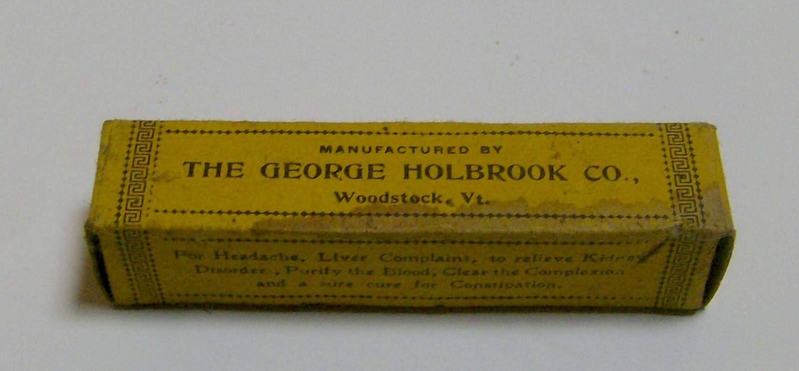 antique 1900s pharmaceutical box PATOKA LIVER PILLS Woodstock Vermont medical