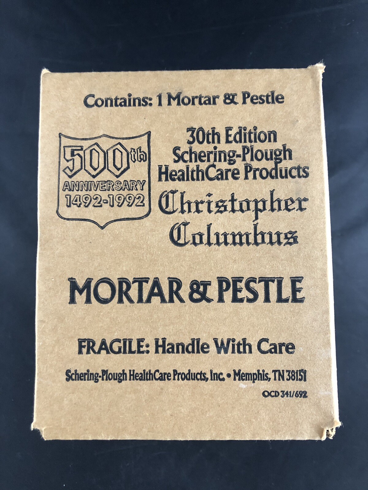 Vtg 1992 Schering metal Mortar and Pestle 30th Edition Christopher Columbus GS6
