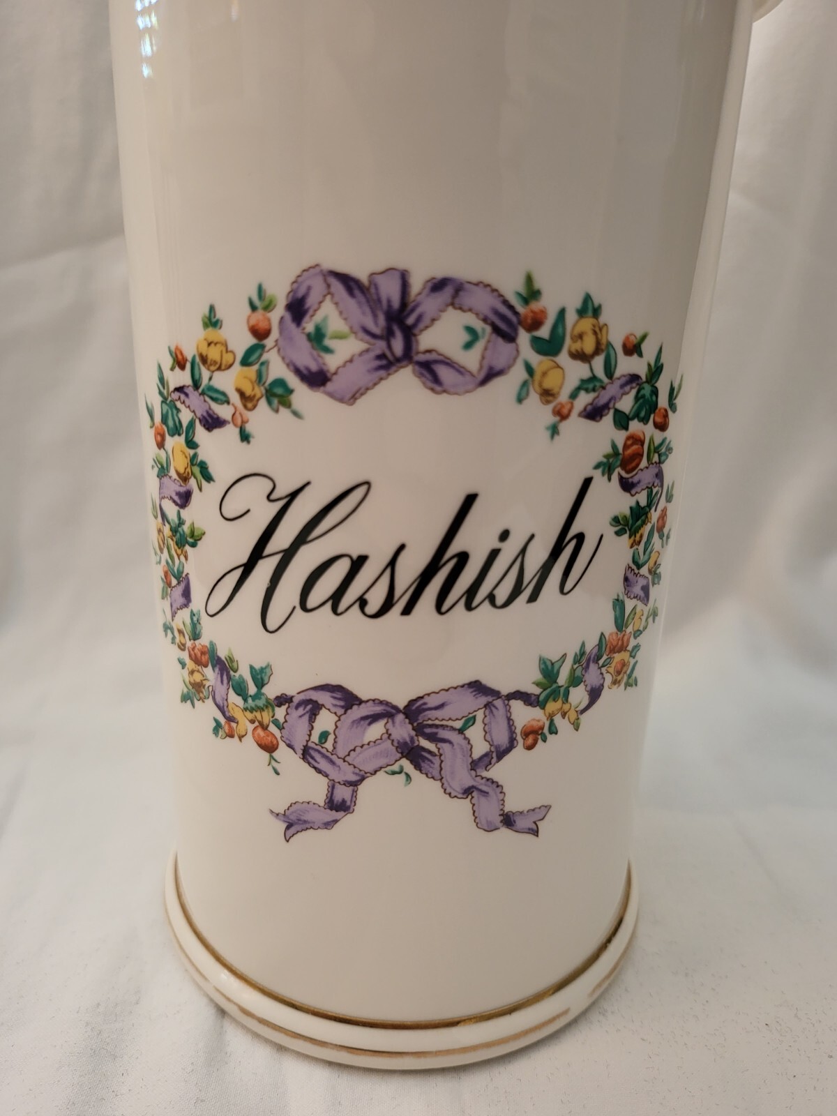 VTG Apothecary HASHISH Ceramic Canister/Jar & Lid Sigma Tastesetter By Towle HTF