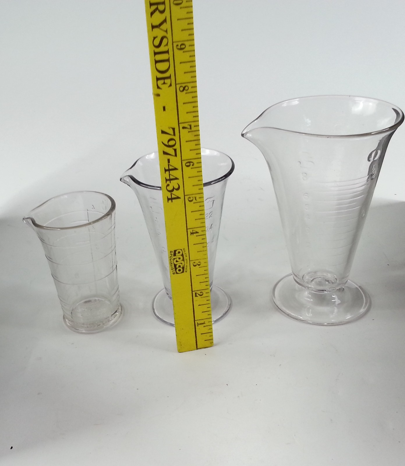 3 Piece Apothecary Clear Medical Measuring Beakers Kodak