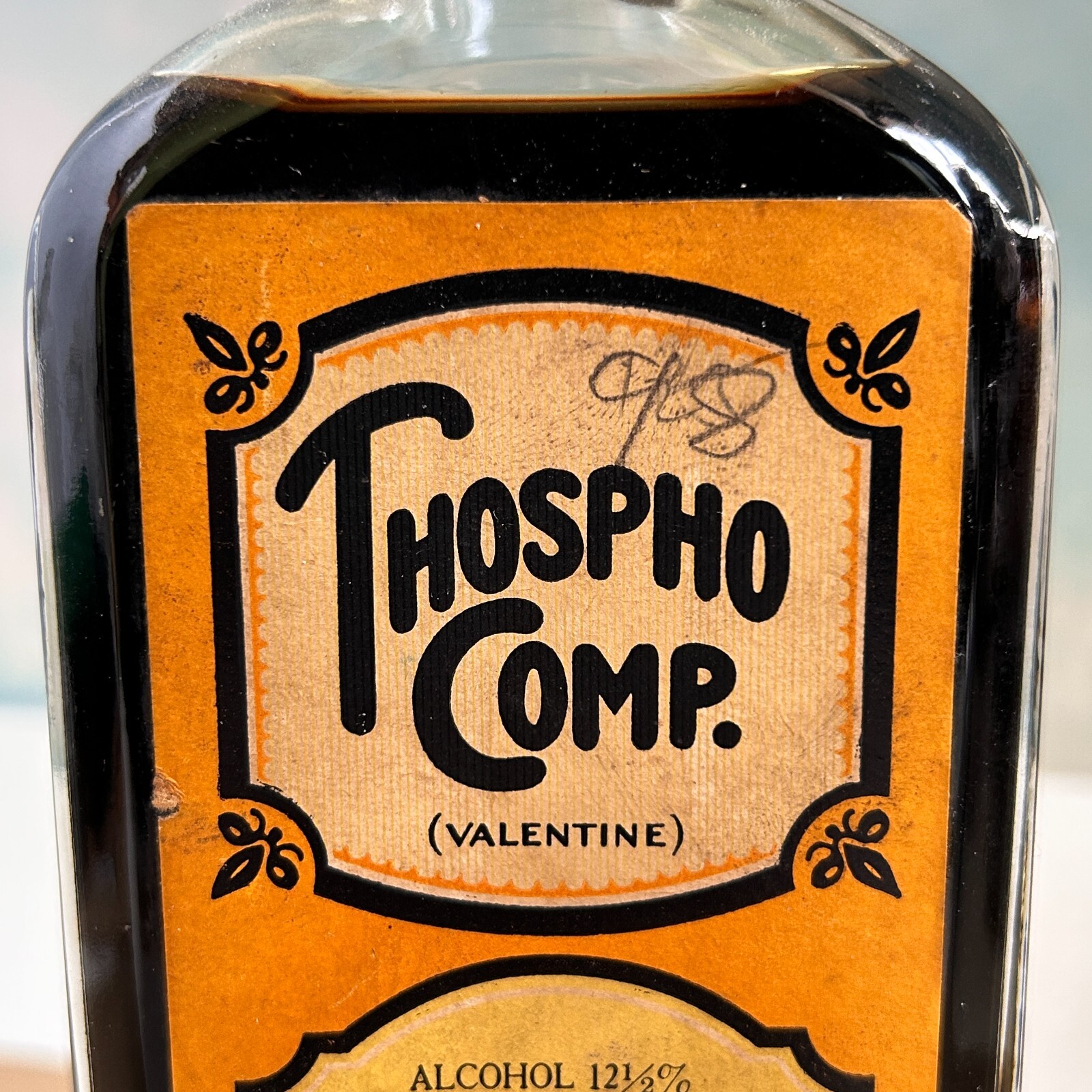 Vintage Thospho Comp. Valentine Laboratories 12. oz Full Bottle 1940’s