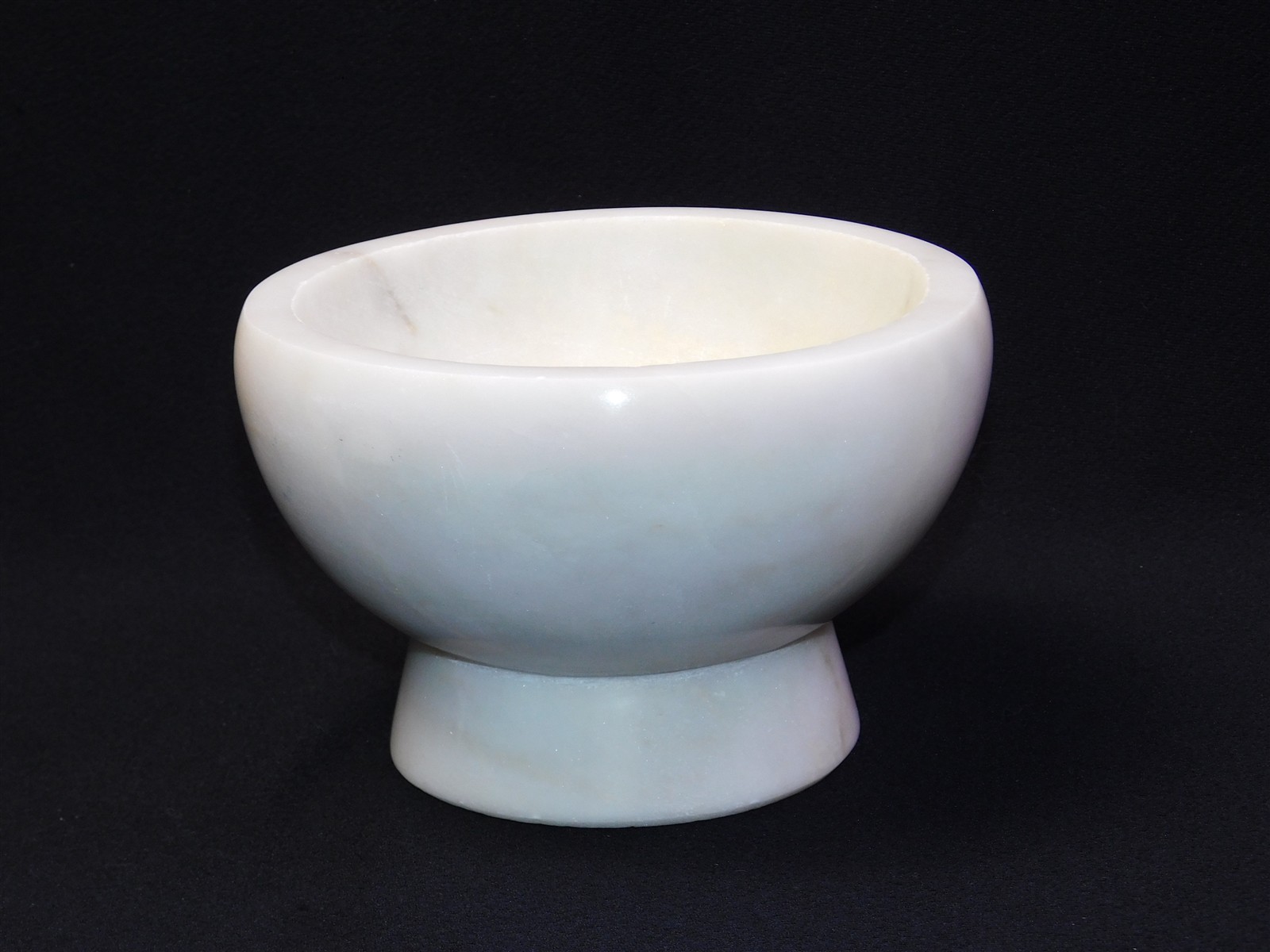 Vintage Solid Granite Large Mortar and Pestle White Gray Swirl