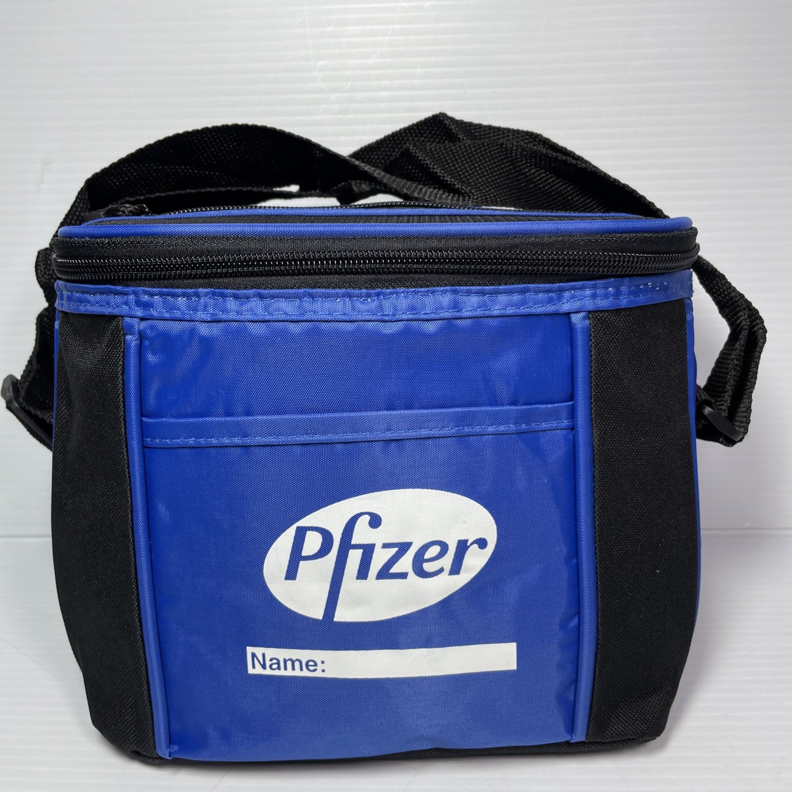 Pfizer Promotional Lunch Box with White Pill Background 11” X 5” X 7” Pockets