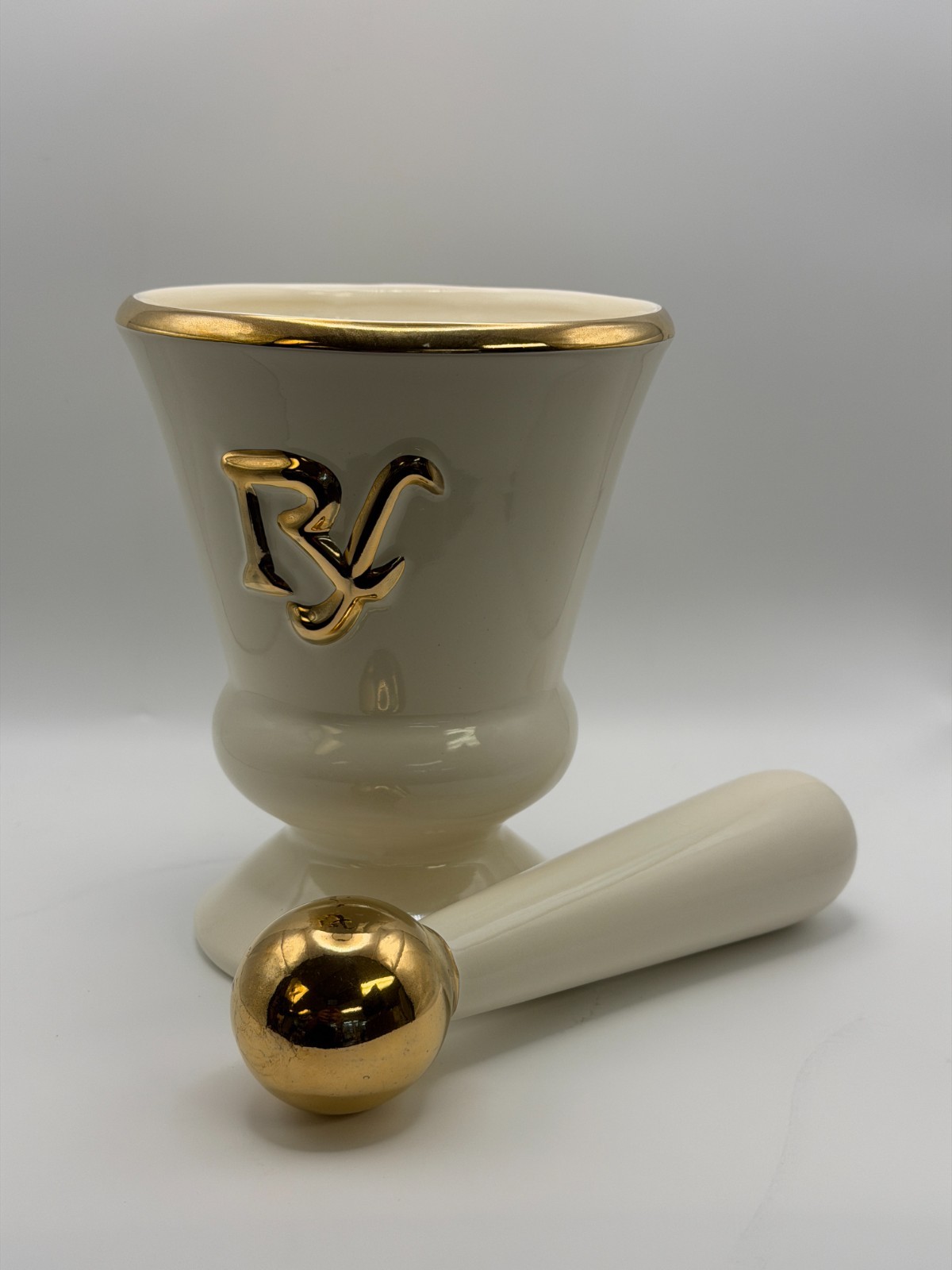 RARE Vintage Owens Illinois RX Porcelain Pharmacy Apothecary Mortar & Pestle Set