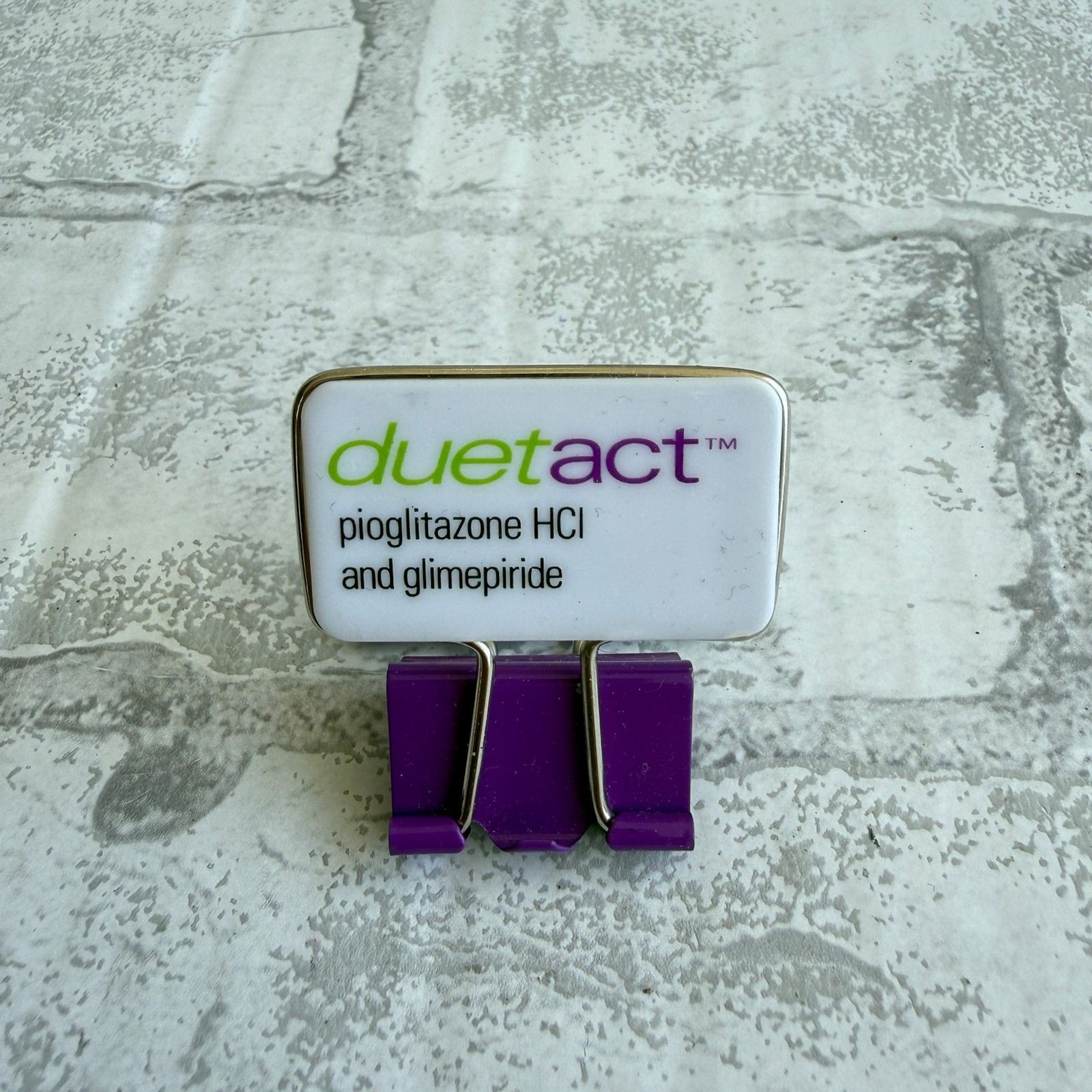 Duetact Pharma Advertising Large Paper Clip Medical Collectible Retro Art