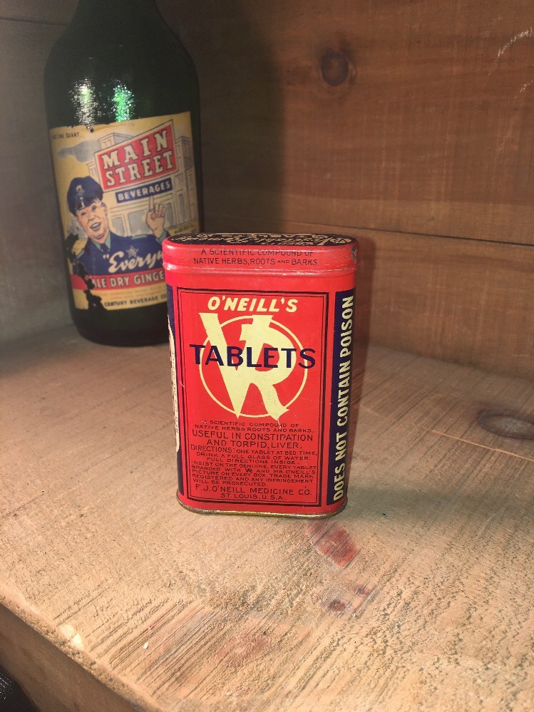 New Old Stock 1900 Tin- Full Never Used O’Neills Vegetable Remedy