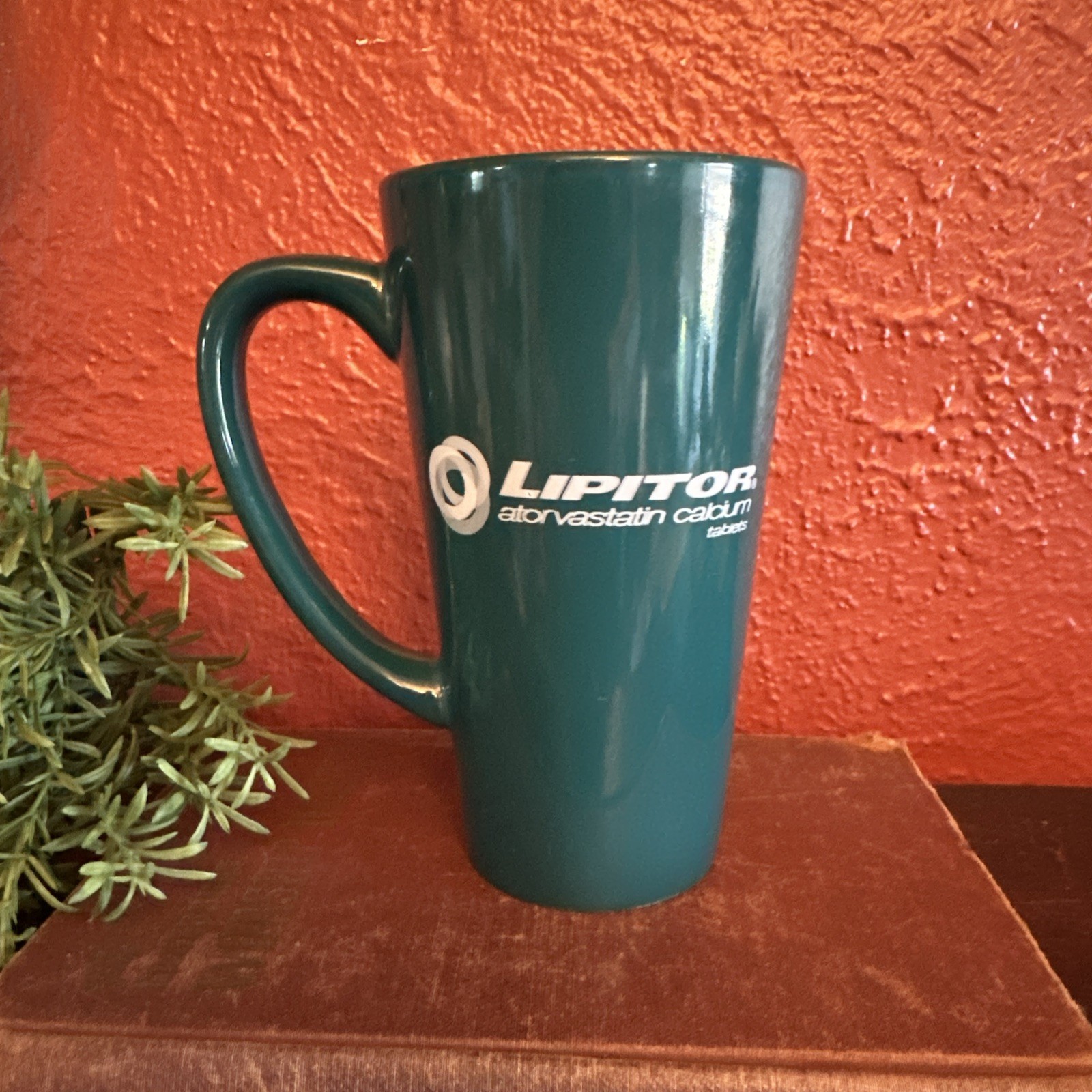 Lipitor Tall Teal Mug Pharmaceutical Promo Coffee Cup Medical-Core Ceramic Promo
