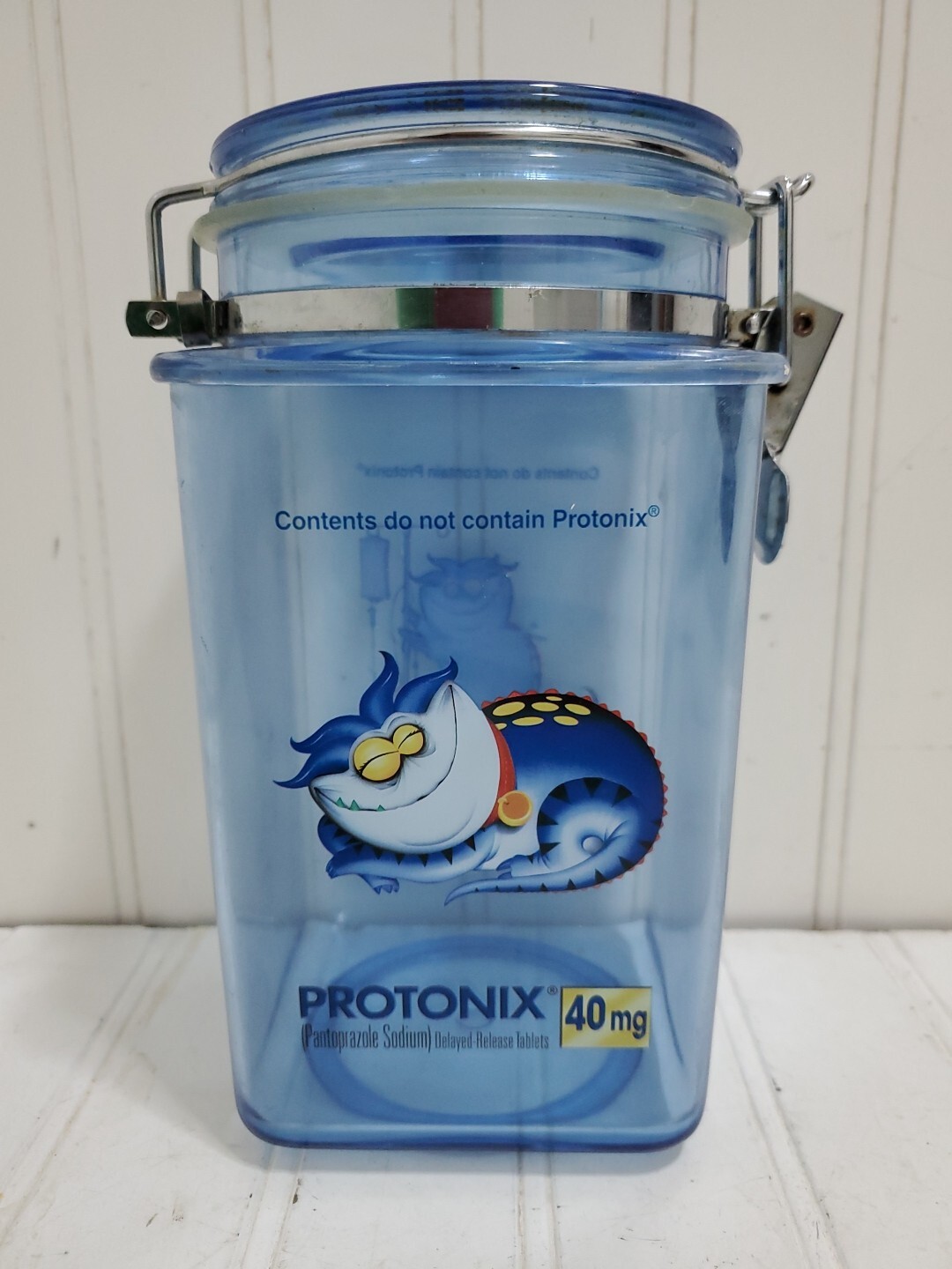 Vtg Pharmaceutical PROTONIX IV Plastic Container Drug Rep Rare Promo Canister