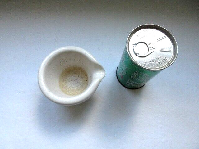 Vtg antique Coors USA Heavy White Porcelain Lab Mortar Apothecary 52208 stained