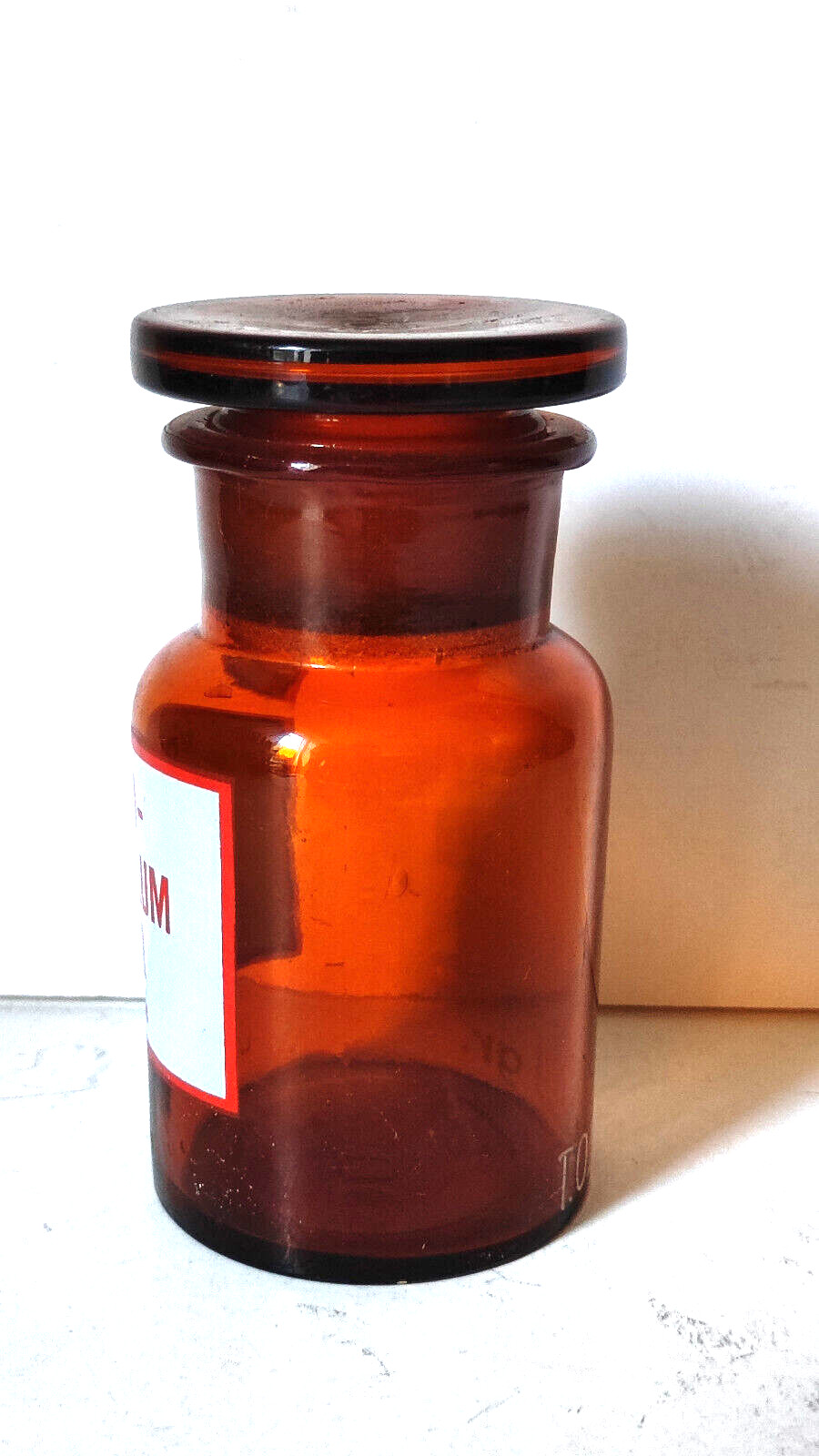 AMIDOPHENUM, Vintage Glass Apothecary Pharmacy Brown Jar, 100 ml, Cap