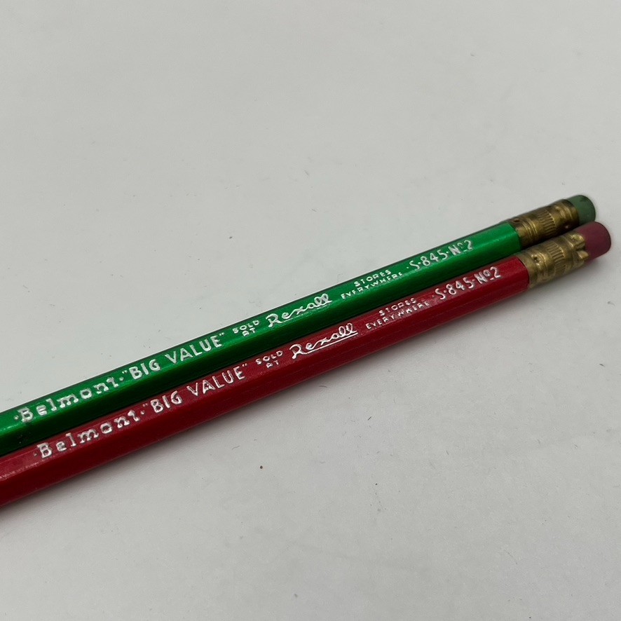 Vintage BELMONT Rexall Big Value Pencils Red Green s-845 no 2