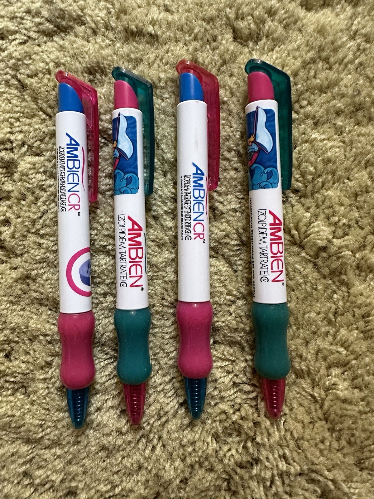 Lot of 4 Ambien Drug Rep Pharmaceutical Promo Advertising Pens Wide Body
