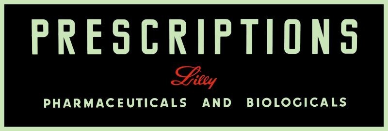 Lilly Pharmaceuticals, Pharmacy – PRESCRIPTIONS, RX NEW Sign: 12×36″ USA Steel