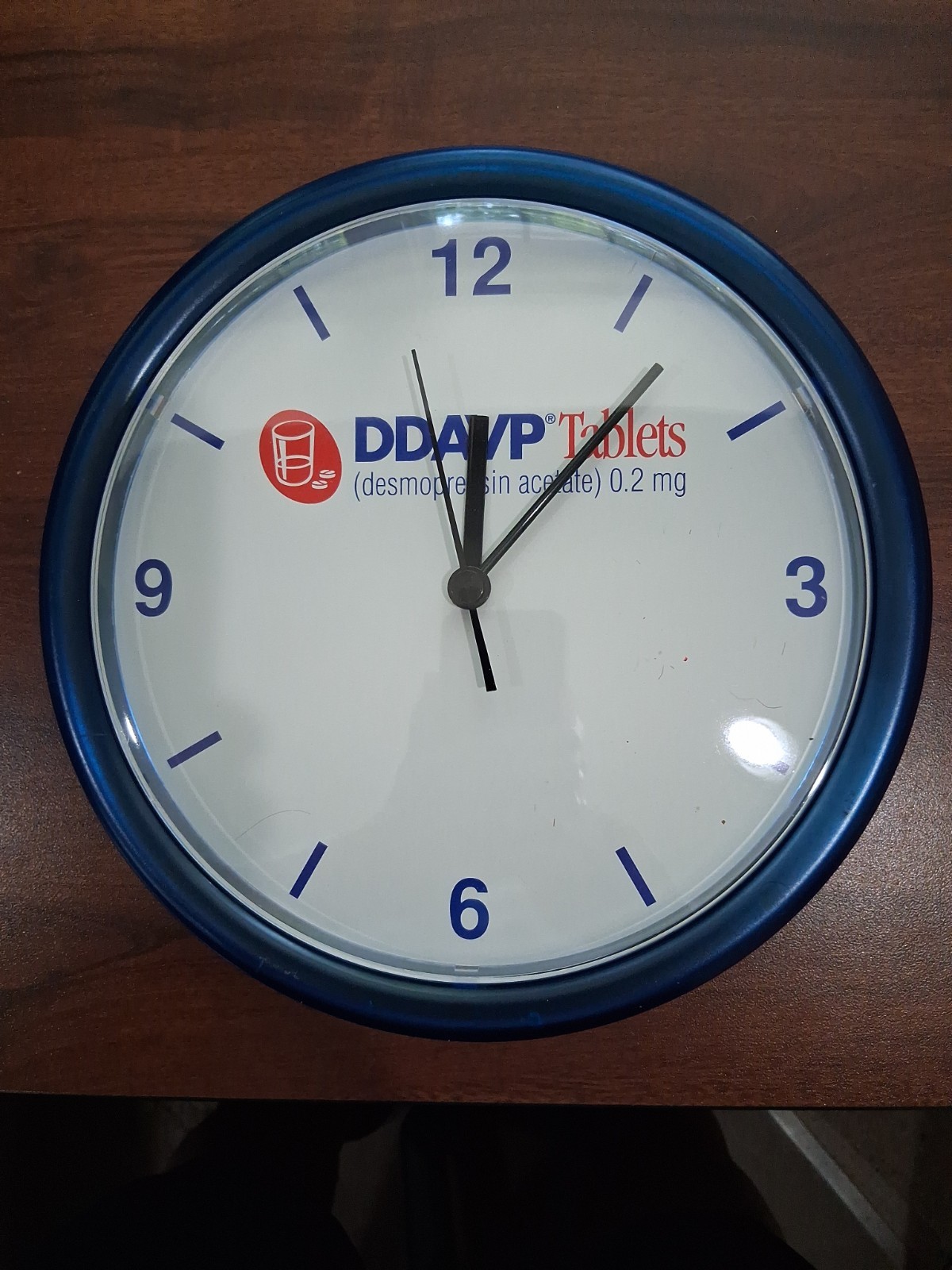 Rare Vintage Pharmaceutical Drug Rep Promo Item – 10″ Blue/White Wall Clock