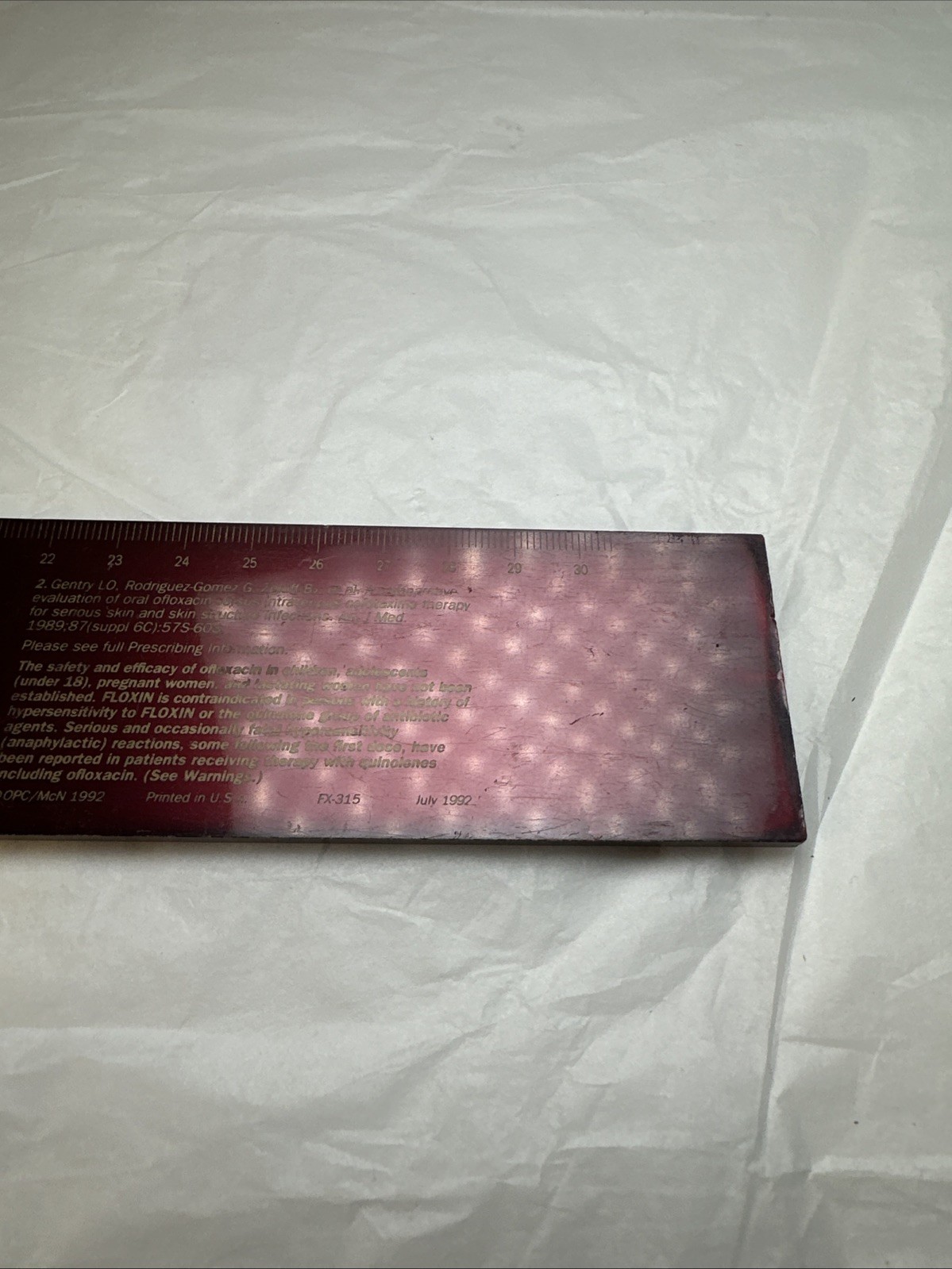 Vintage 1992 FLOXIN LOFLOXACIN Pharmaceutical Drug Rep RULER