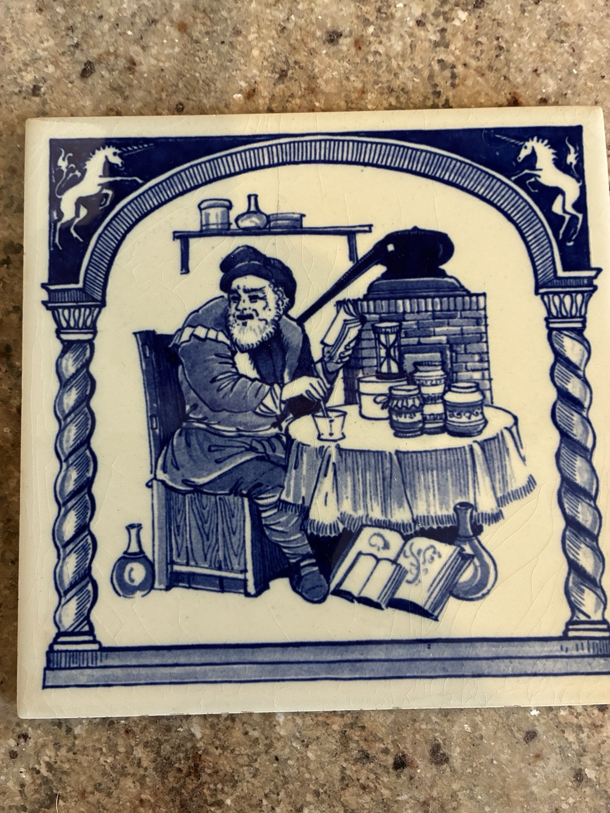 BURROUGHS WELLCOME CO. BLUE DELFT PHARMACY Handmade Tiles 6″x6″