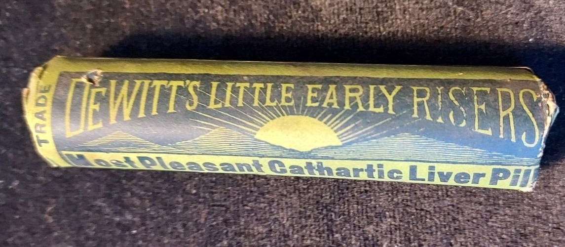 New Old Stock Advertising Medicine Bottle DeWitt”s Little Early Risers De Witt