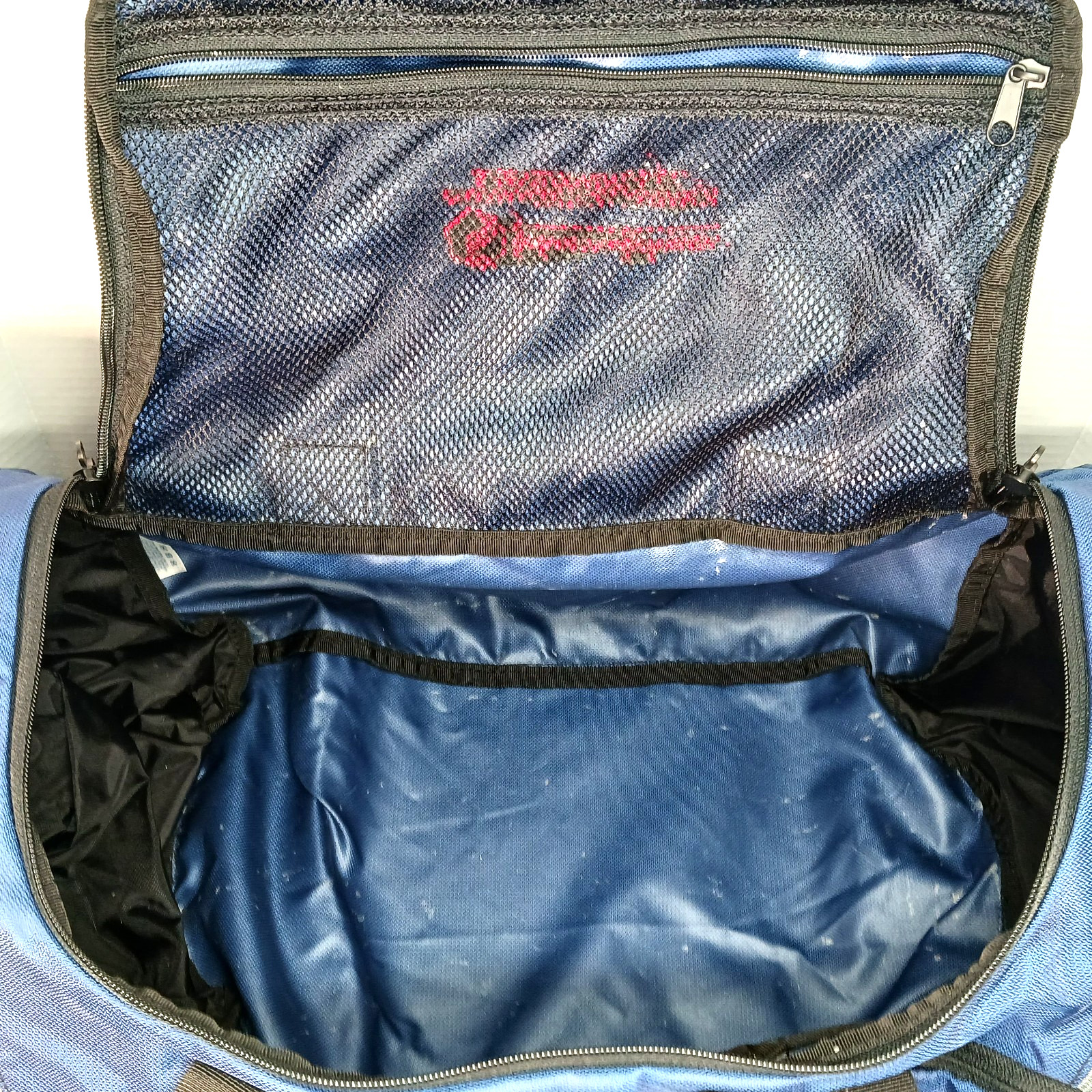 Vintage Lands End Johnson + Johnson Pharma Promotional Duffle Bag Blue Gray