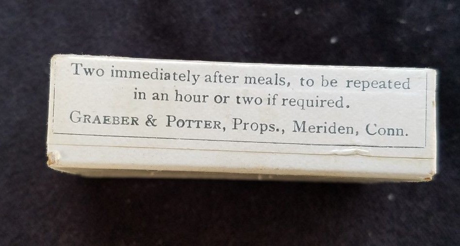 Old AD Medicine Box Hufeland’s Sure Dyspepsia Cure Graeber & Potter Meriden CT